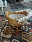 Vintage Antique Wicker Metal Victorian Style Baby Doll Pram Carriage Stroller
