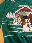 Vtg 80s Nutcracker Ugly Christmas Sweatshirt M Green Santa Snowman Puff Prin Usa