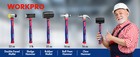 Workpro 5-piece Forged polished Steel Head Hammer mallet Set W fiberglass Handle