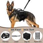 Tactical Dog Harness With Dog Leash  Service Working Molle Vest With 10 Pet Pat