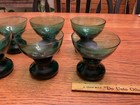 Mid Century Modern Mcm Emerald Green Glasses Weighted Crackle Base 3  Barware