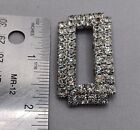 Vintage Rhinestone Shoe Clips Clear Crystals Open Rectangle Shape Mid Century