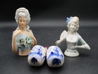 2 Antique German Pin Cushion Half Dolls One With Arms Away Gray Hair  437 Kister