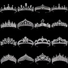Silver Crystal Rhinestone Princess Cake Crown Bridal Wedding Tiaras Birthday Par