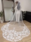 Bridal Lace Applique Veil 1 Layer Lace Edge Cathedral Veil