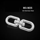 Stainless Double Eye Swivel Rings Dog Leads Anti Tangle Hooks Boat Rope Chain