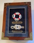 Nautical Storage Box Of Wood  Brass  And Glass With 9 Spanish Dubloon Replicas 