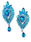 Aqua Drop Dangle Chandelier Rhinestone Crystal Pageant Prom Earrings 2 5 Inch