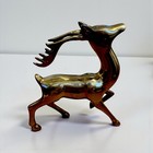 Mcm Solid Brass Deer Stag Buck Statue Figure 10    Tall Prancing Deer