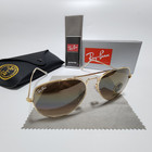 Ray-ban Rb3025 Aviator Pilot Sunglasses Gold Frame Gradient Brown Lens 58-14 Mm