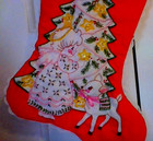 Finished Bucilla Angel s Tree Stocking Red  Beaded  Embroidered   Sequined Rare 