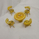 Vintage Dollhouse Miniature Furniture Lot Wood Dining Set Yellow Table   Chairs