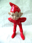 Vtg Gilner Red Pixie Elf Ceramic Bent Over Figure   Mischievous Face   Pose 