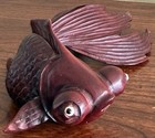 Vintage Hand Carved Rosewood Asian Carved Koi Fish Carp With Glass Eyes 7   