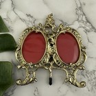 Vintage 70s Brass Tone Metal Ornate Picture Frame Double Opening Floral Filigree
