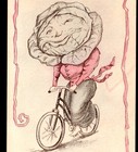 Rare   Victorian Miss Cabbage Lady Bike Veggie 1880 s Watertown Ny Ad Trade Card