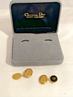 Vintage Christian Dior Oval Double-sided Gold Tone Cuff Links Engravable Nib