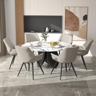 Modern 2 Piece Dining Chairs Waterproof Pu Leather Side Chair With Metal Legs