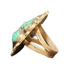 Vintage Myers Native American Sterling Silver   Turquoise Nugget Ring - Stamp- 7