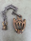 Antique Royal Crown Lamp Finial Cast Brass Art Deco Large 4   W Chain   Top Loop