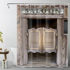 Rustic Western Shower Curtain Vintage Antique Wild West Cowboy Saloon Bar Retro