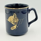 Chessie Railroad Mug Blue W  Gold Kitten Cat 10 Oz Coffee Train C o Railway Euc
