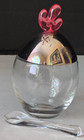 Alessi Polished Stainless Steel Sugar Spice Bowl W  Spoon Top Ovo 5  Italy