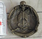 Lying Down Skeleton Ashtray Collectible Skull Figurine Smoke Statue Girl Bronze