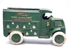Antique Vintage 1920 s Hubley Cast Iron Olive Green Bell Telephone Truck 5 1 4 