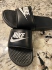 Nike Benassi Jdi Mens 10 Black white Slip On Sandals Sporty Casual