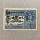 Ww1 German 5 Mark Banknote Germany 1917 Wwi Currency Berlin Paper Money Note Ww1