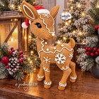 Old Time Pottery Gingerbread With Icing Reindeer Christmas Figurine Santa Hat 9 