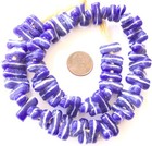  32 Handmade Blue White Multi Recycled Glass African Trade Beads-ghana 