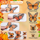 24 Pcs 4 Size Monarch Butterfly Decoration  3d orange