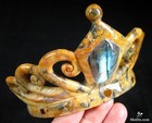 4 0  Crazy Lace Agate Carved Crystal Crown  Specifically For Skulls
