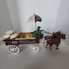 Vintage Antique Cast Iron Fresh Fruits   Vegetables Horse Drawn Cart Wagon Vtg