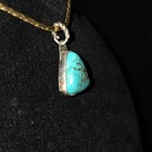  925 Handmade Turquoise Blue Freeform Bezel-set Pendant Charm Necklace