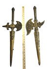 2 Vtg Hoda Halberd Sword Wall Hanger Cast Aluminium  Decor Medieval Large 25 