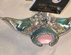 Robert Stanley Blue Manta Ray Blown Glass Christmas Tree Ornament
