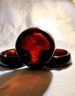 3 Vintage Amber Glass Hazel Atlas Furniture Coasters