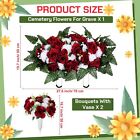 3 Pcs Christmas Cemetery Flowers For Grave Funeral Headstone Saddle Flowers Arti