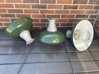  1  Rewired 14  Vtg Industrial Flush Mount Light  Green Enamel  Barn Gas Station