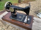 Antique Davis Portable Sewing Machine  Model T Wood Case Frame With Tools Bobbin