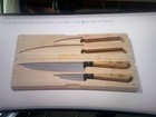 Dedfish German Stainless Kitchen Knife Trio Chef Paring Bamboo Board Nib