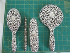 vintage Silverplate Art Nouveau 4-piece Vanity Dresser Set Germany C 1960