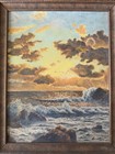 Antique California Plein Air Landscape   Seascape Oil Painting Ocean Early 1900