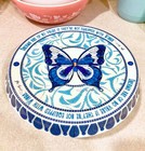 New Dolly Parton Jeweled Mosaic Blue Butterfly Pedestal Cake Stand New In Box