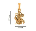 925 Sterling Silver 22k Gold Plated Goddess Durga Maa Pendant