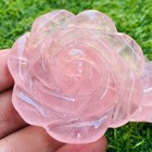 2  Natural Pink Rose Quartz Hand Carved Crystal Rose Flower Reiki Healing 1pc
