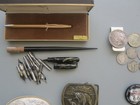  large Vintage Junk Drawer Collectible Lot  Old Coins  Knives  Lighters And More